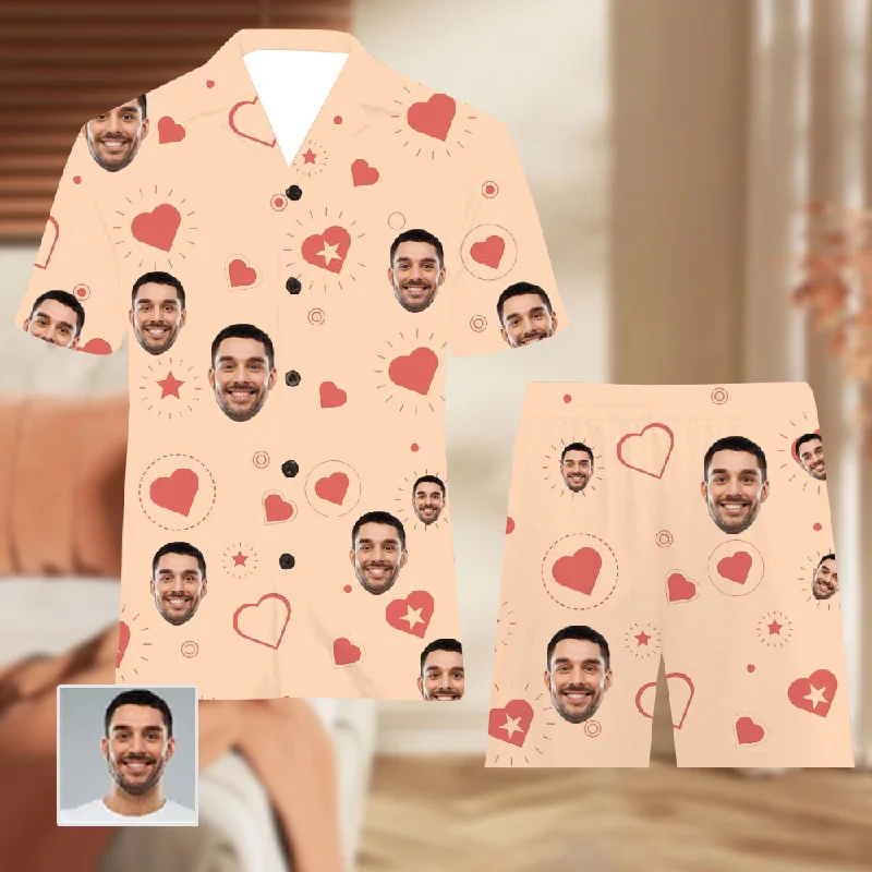 Pink Heart Print Avatar Custom V-Neck Ladies Pajamas