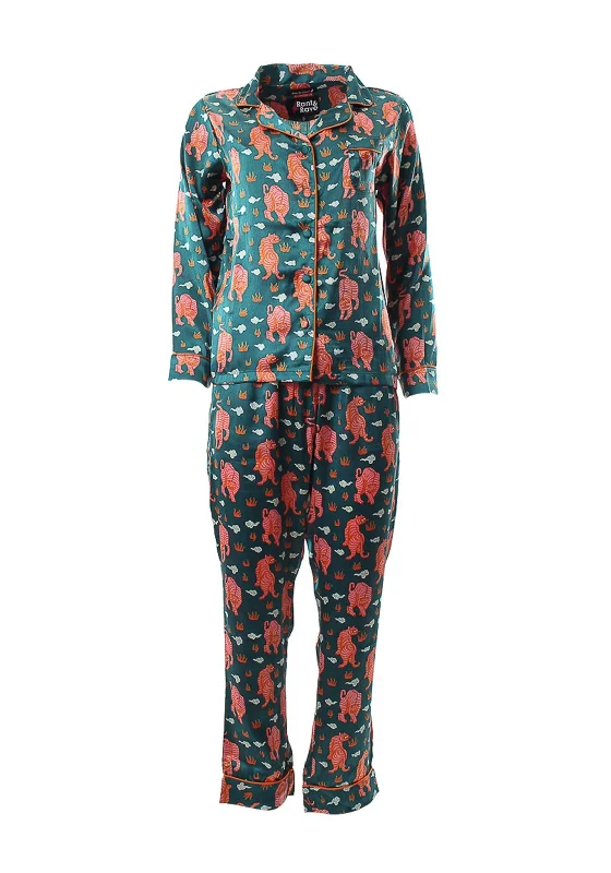 Rant & Rave Tiger Pippa Pyjama Set, Teal Tiger