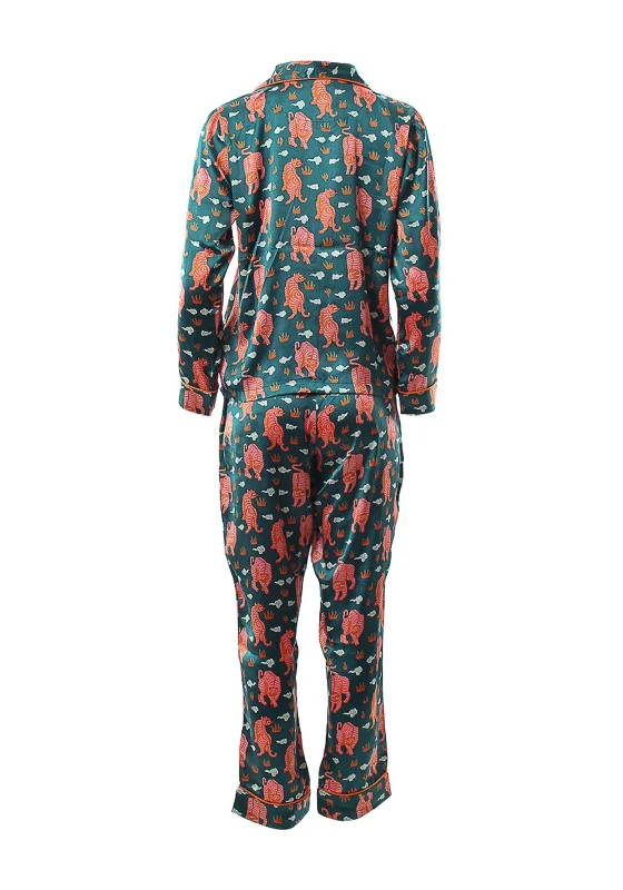 Rant & Rave Tiger Pippa Pyjama Set, Teal Tiger