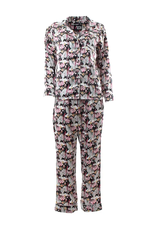 Rant & Rave Floral Pippa Pyjama Set, Black Floral