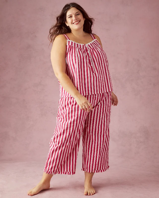 Seeing Stripes - Back to Bed Cropped Pant Set - Saltwater Taffy