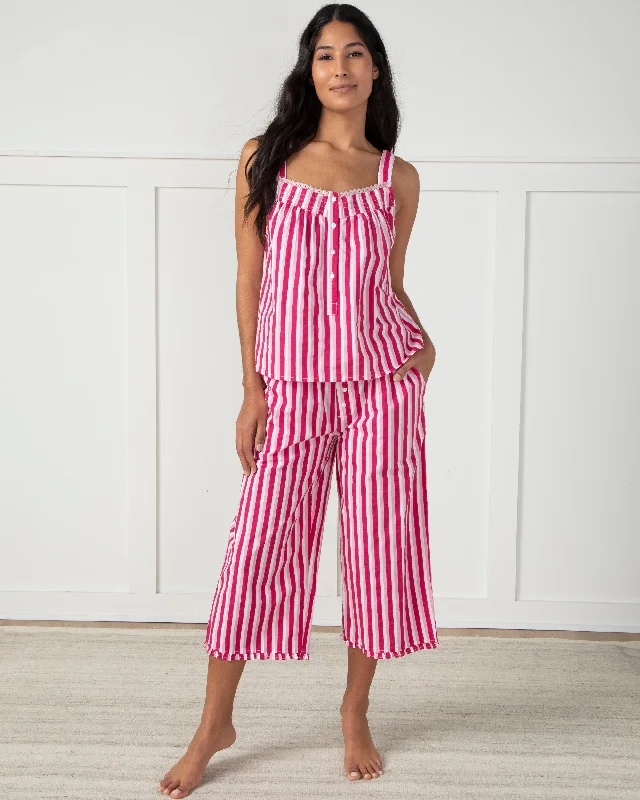 Seeing Stripes - Back to Bed Cropped Pant Set - Saltwater Taffy