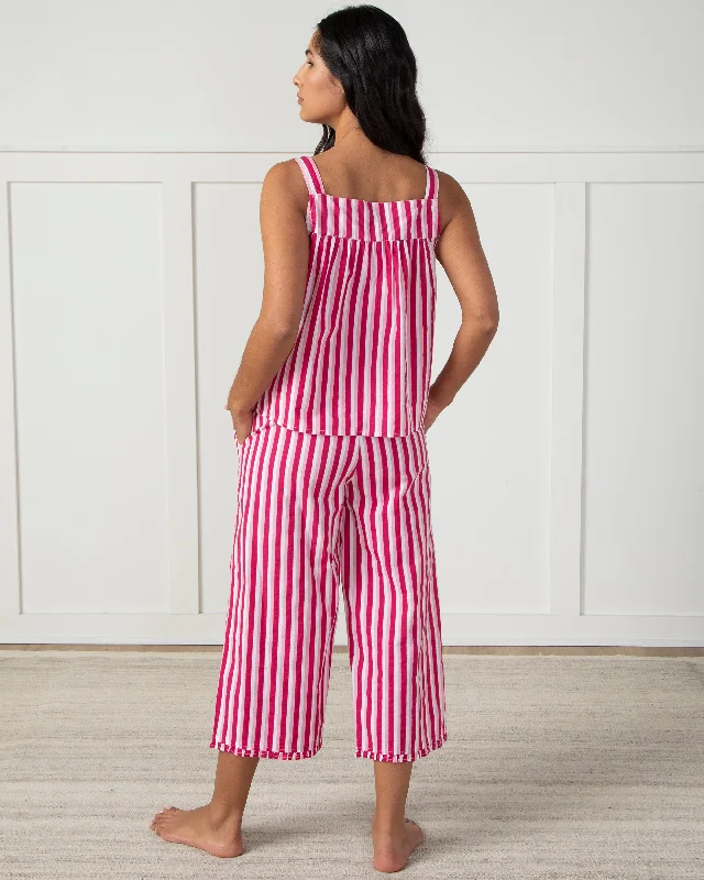 Seeing Stripes - Back to Bed Cropped Pant Set - Saltwater Taffy