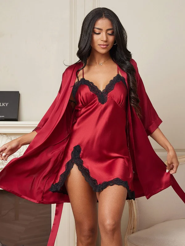 Silk 2-Piece Robe with Nighgown Set