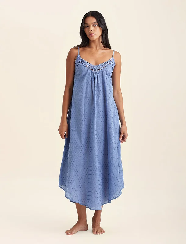 Swiss Dot Lace Front Maxi Nightie