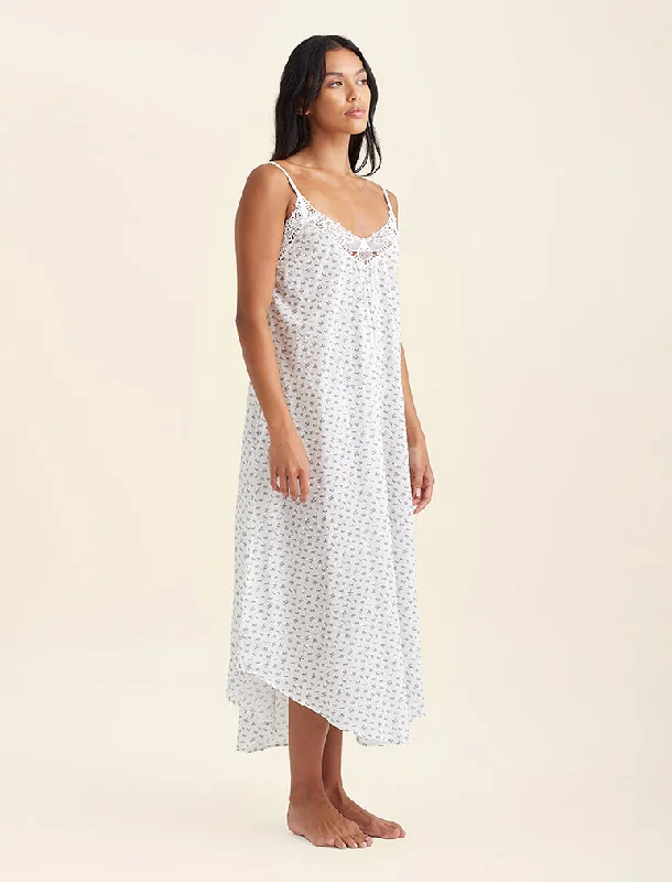 Swiss Dot Lace Front Maxi Nightie