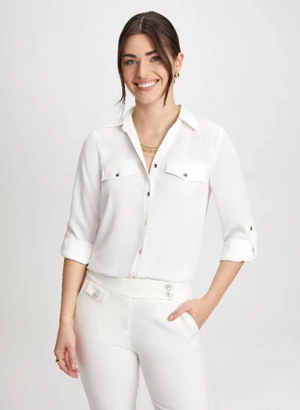 Crepe Button-Down Blouse