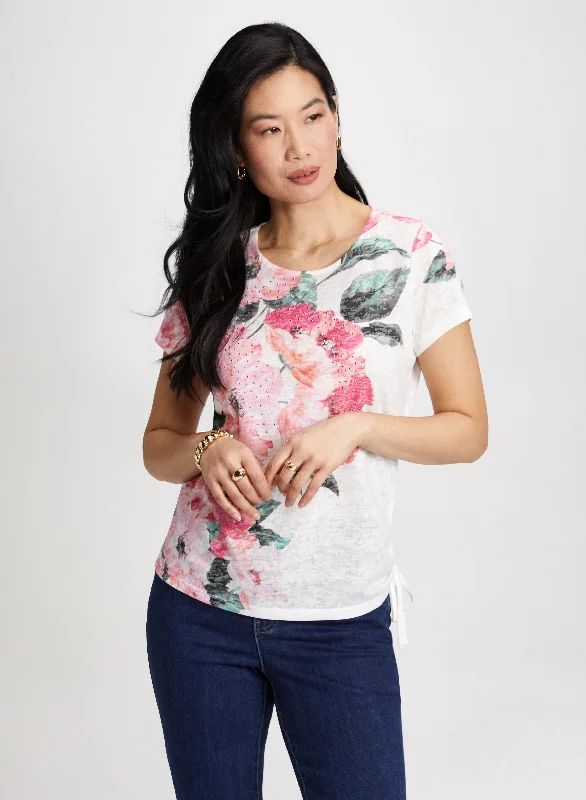 Floral Print Drawstring Tee