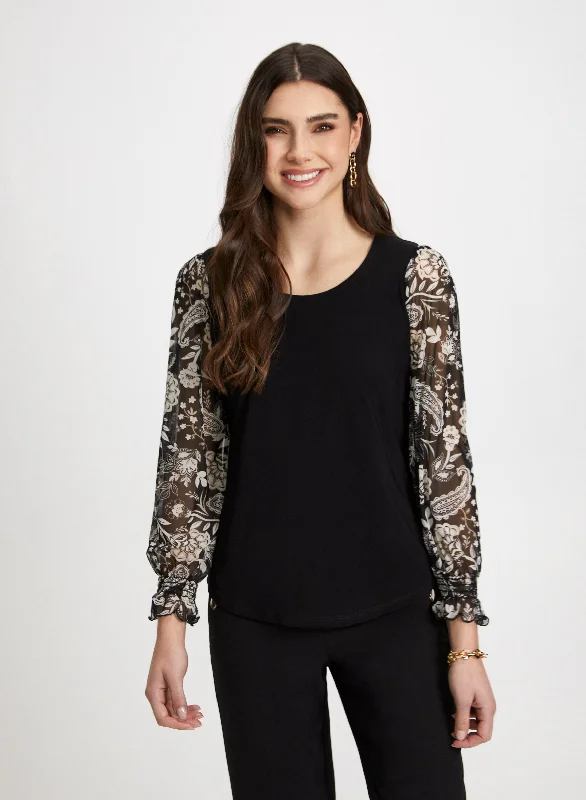 Paisley Mesh Sleeve Top