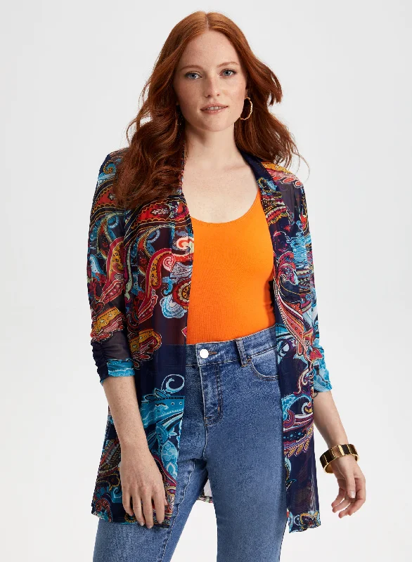 Paisley Print Open Front Top