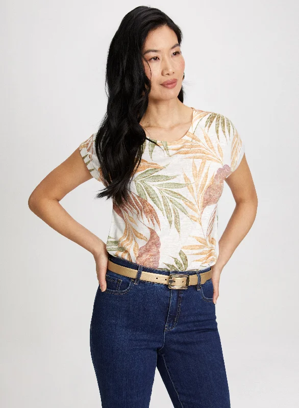 Tropical Print Burnout Tee